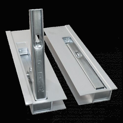 zijbordsluiting ,  aluminium met stalen handgreep (verzinkt) 400mm per set links + rechts