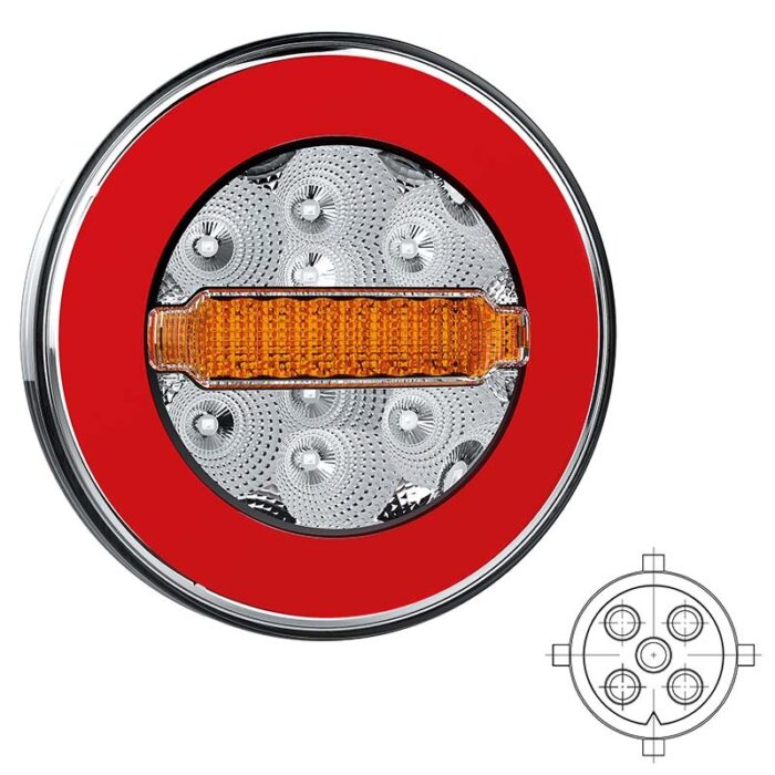 achterlicht LED links of rechts (universeel) 5 PIN's bajonet remlicht knipperlicht    neon-achterlicht  IP68 12/24 V Lavaflow
