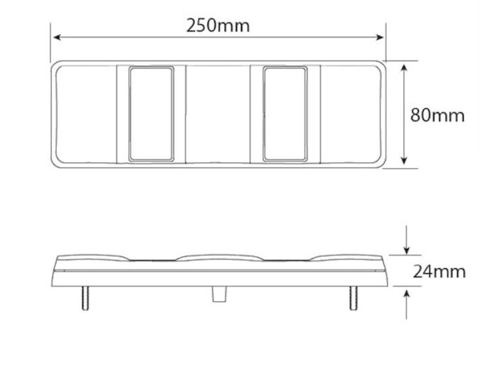 achterlicht links of rechts (universeel) 40cm kabel 250 x 80 x 24mm opbouw remlicht knipperlicht   Achteruitrijlicht achterlicht rechthoek reflector 200mm IP67 12/24 V CE,  ECE-R10 / R7 / R6 / R23 / R3 - Afbeelding 2
