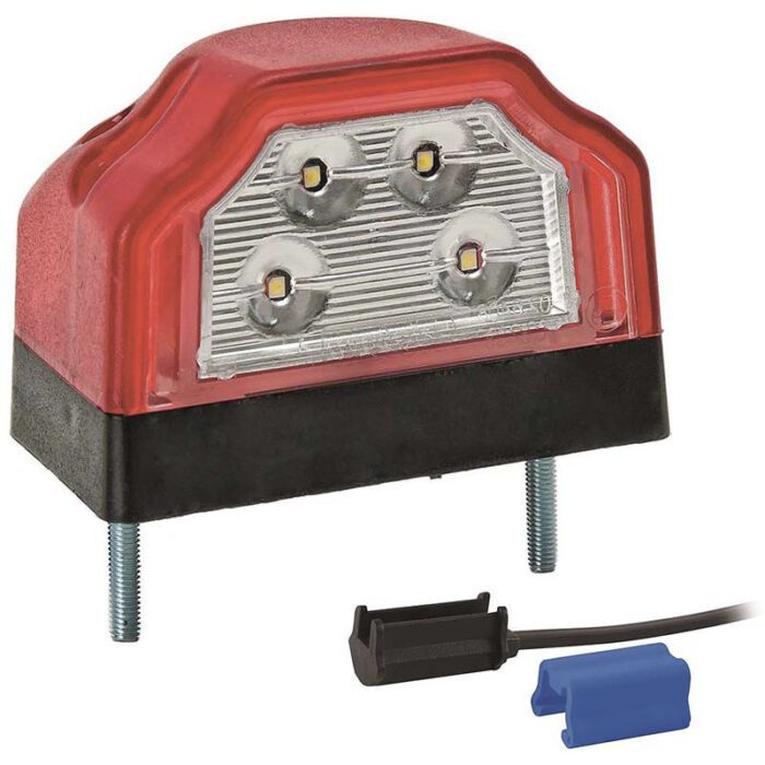 kentekenlamp LED 12/24 V 96 x 66 x 64mm DC kabel 200mm, 0,75mm² 70mm  CE, ECE-R10 / R7 / R4 rood/wit