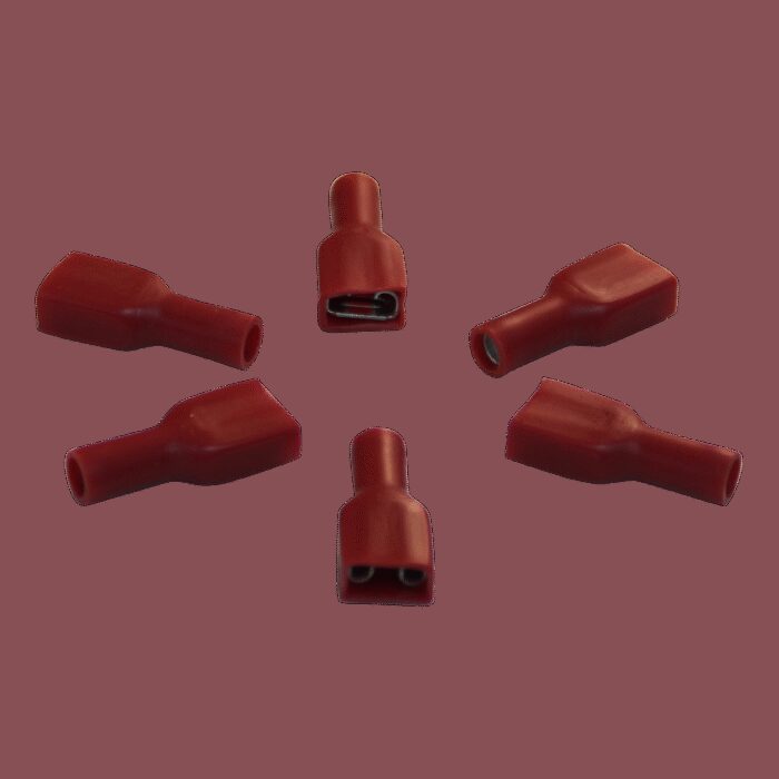 vlakstekerhuls volledig geisoleerd voor draad 0,5 - 1,5mm2 , 6,3x0,8mm, rood