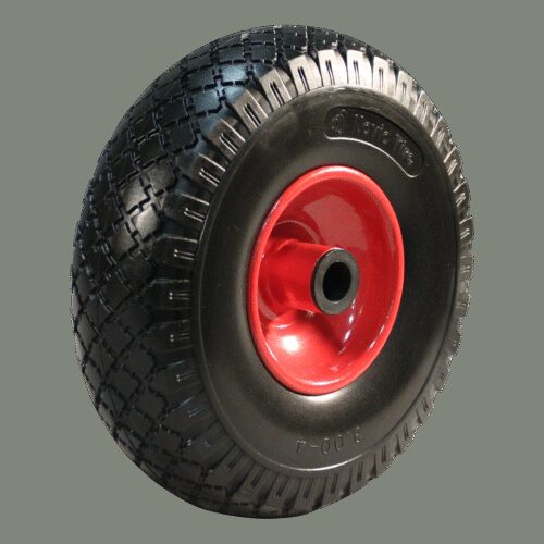 PU band + wiel 3.00x4 blok + 2.10X4 rollager Ø20 NL75 staal rood