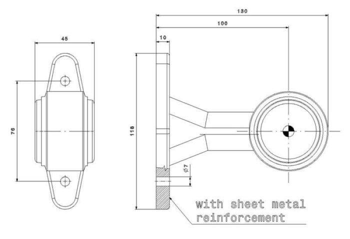 contourlamp 118 x 130 x 45mm 76mm rood/wit Rood/wit universeel kabel 200mm  12/24 V CE, ECE-R10 / R7 - Afbeelding 4