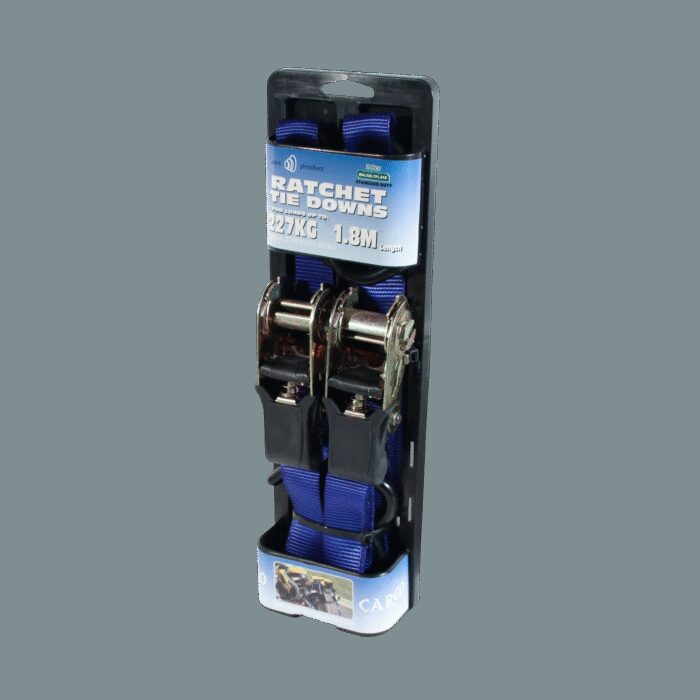 spanband , set 2 stuks , met ratel en haken blauw 25mm 1800mm Novio cargo