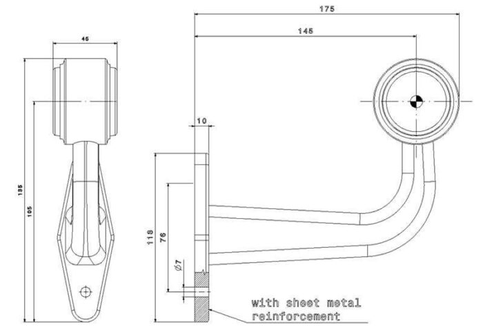contourlamp 195 x 147 x 45mm 76mm rood/wit Rood/wit rechts DC kabel 200mm, 0,75mm²  12/24 V CE, ECE-R10 / R7 - Afbeelding 4