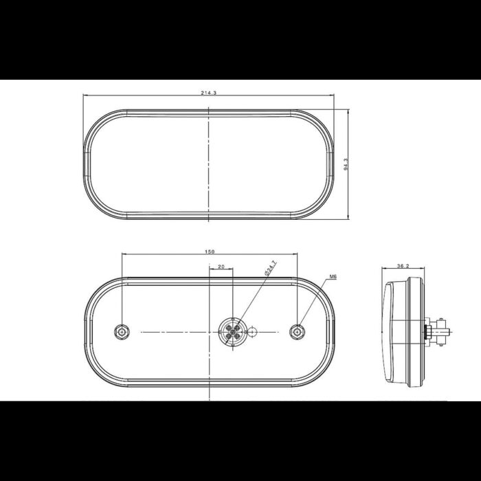 achterlicht universeel 5 PIN's bajonet 214,3 x 94,3 x 36,2mm opbouw remlicht knipperlicht   achteruitrijlamp achterlicht rechthoek reflector 150mm IP68 12/24 V CE, ECE-R10 / R7 / R6 / R23 / R3 - Afbeelding 10