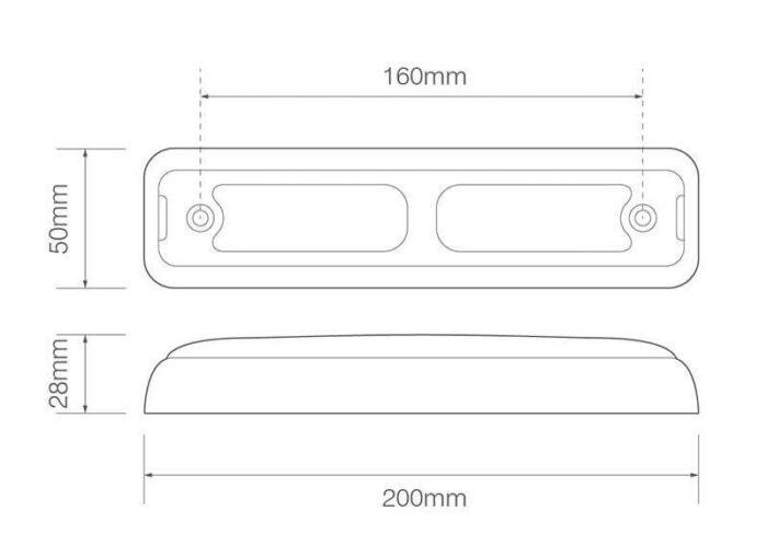 achterlicht links of rechts (universeel) 40cm kabel 200 x 50 x 28mm opbouw remlicht flitslicht    achterlicht  160mm IP67 12/24 V CE, ECE-R10 / R7 - Afbeelding 2