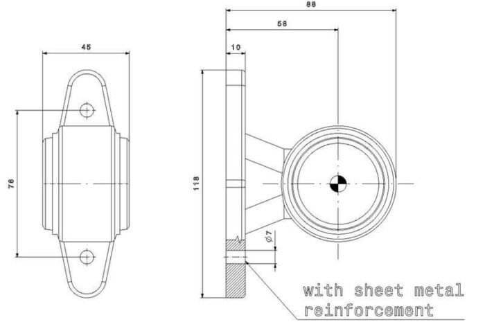 contourlamp 118 x 88 x 45mm 76mm rood/wit Rood/wit universeel DC kabel 200mm, 0,75mm²  12/24 V CE, ECE-R10 / R7 - Afbeelding 4