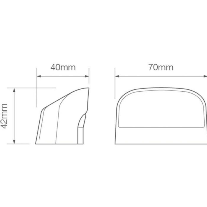 kentekenlamp LED 12/24 V 70 x 42 x 40mm 200mm  IP67 CE, ECE-R10 / R4 wit - Afbeelding 2