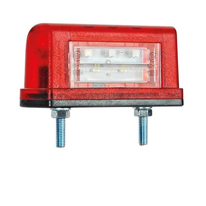 kentekenlamp 83 x 40 x 30mm 45mm rood/wit Rood/wit  kabel 500mm  12/24 V CE, ECE-R10 / R7 / R4