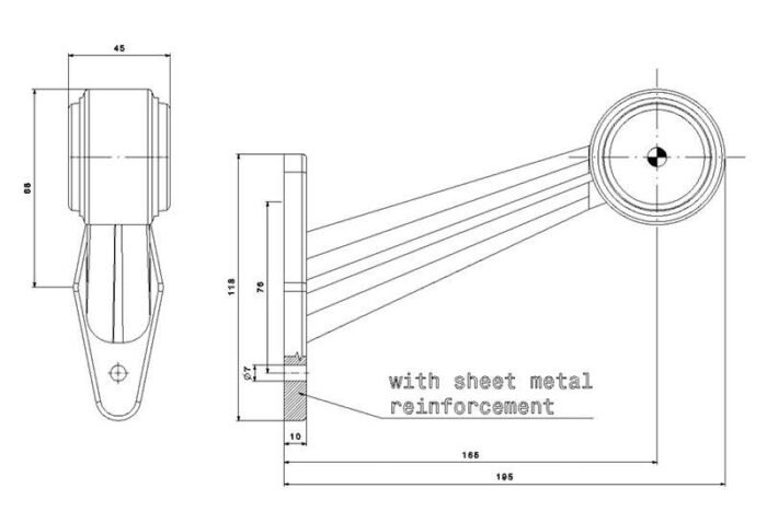 contourlamp 194 x 135 x 45mm 76mm rood/wit Rood/wit links kabel 200mm  12/24 V CE, ECE-R10 / R7 - Afbeelding 4