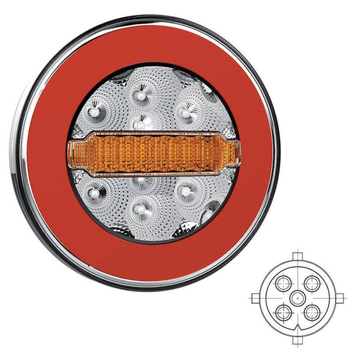 achterlicht LED links of rechts (universeel) 5 PIN's bajonet remlicht knipperlicht    neon-achterlicht  waterproof 12/24 V Lavaflow