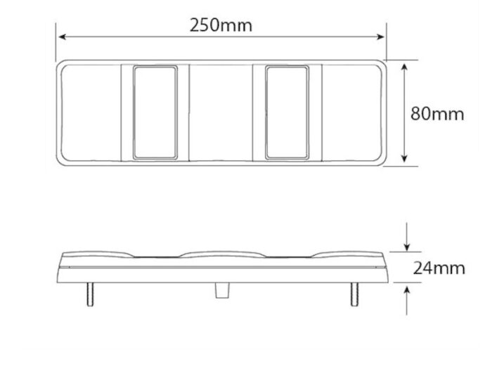 achterlicht links of rechts (universeel) 40cm kabel 250 x 80 x 24mm opbouw remlicht knipperlicht   Achteruitrijlicht achterlicht rechthoek reflector 200mm IP67 12/24v CE,  ECE-R10 / R7 / R6 / R23 / R3 - Afbeelding 2