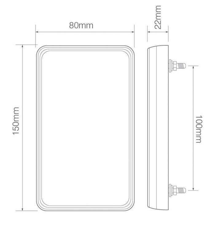 achterlicht universeel 40cm kabel 150 x 80 x 22mm opbouw remlicht knipperlicht    achterlicht rechthoek reflector 100mm IP67 12 V CE, ECE-R10 / R7 / R6 / R3 - Afbeelding 3