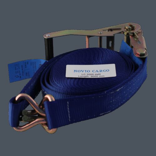 spanband, 2-delig , met ratel en dubbele punthaken blauw 50mm 9000mm Novio cargo
