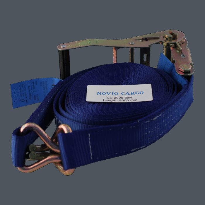 spanband, 2-delig , met ratel en dubbele punthaken blauw 50mm 9000mm Novio cargo