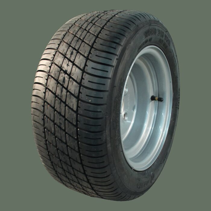luchtband + wiel 195/50 B10 (18x8.00-10) Trailermaxx M-8001 + 6.00Ix10H2 ET-4 60/100/4 98 N staal grijs