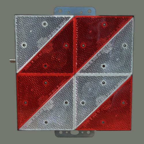 markeringsbord langzaam rijdend verkeer 285x285mm LOF rood + wit diagonaal gestreept. links
