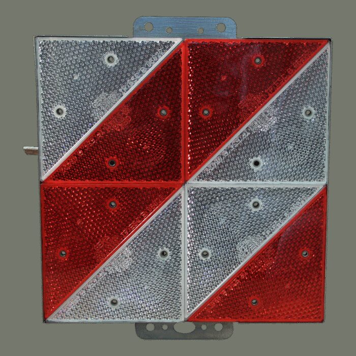 markeringsbord langzaam rijdend verkeer 285x285mm LOF rood + wit diagonaal gestreept. links
