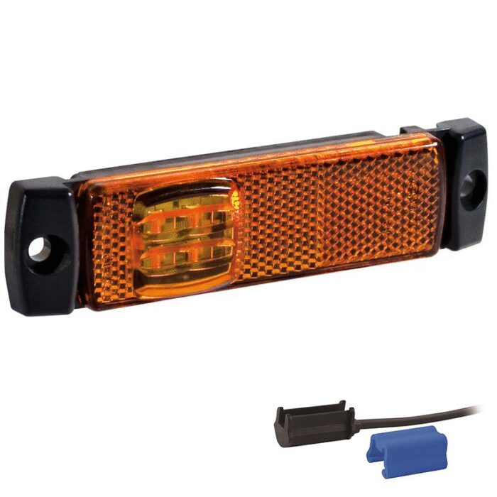 zijmarkeringslamp 130 x 32 x 14,5mm 116mm oranje DC kabel 500mm 12/24v