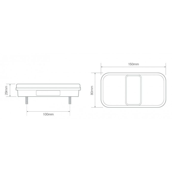 achterlicht universeel 40cm 150 x 80 x 29mm opbouw remlicht knipperlicht kentekenlicht   achterlicht rechthoek reflector 100mm IP67 12 V CE, ECE-R10 / R7 / R6 / R3 - Afbeelding 3