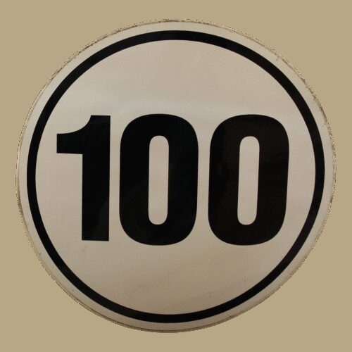markeringssticker 100km/h voor Duitsland Ø200mm wit met zwarte rand en zwarte letters