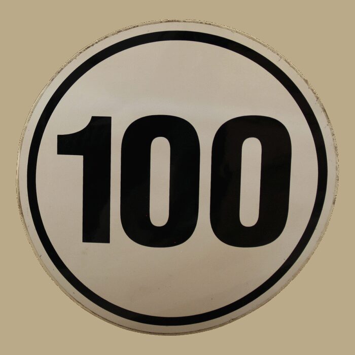 markeringssticker 100km/h voor Duitsland Ø200mm wit met zwarte rand en zwarte letters