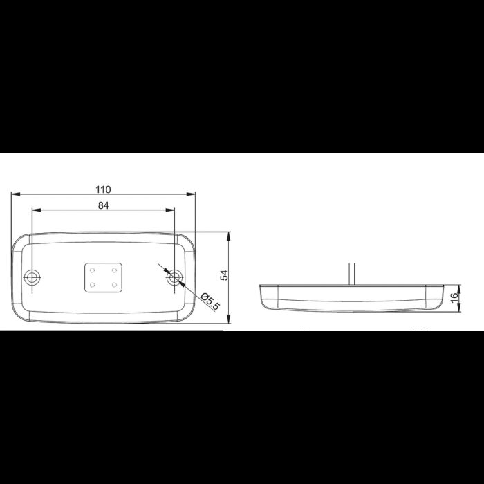 zijmarkeringslamp kabel 500mm 110 x 54 x 16mm 84mm  12/24v oranje oranje CE, ECE-R10 / R7 / R3 - Afbeelding 3