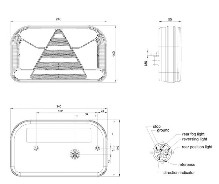 achterlicht LED rechts 5 PIN's bajonet remlicht knipperlicht   achteruitrijlamp neon-achterlicht lengte driehoek IP68 12/24 V Lavaflow - Afbeelding 2