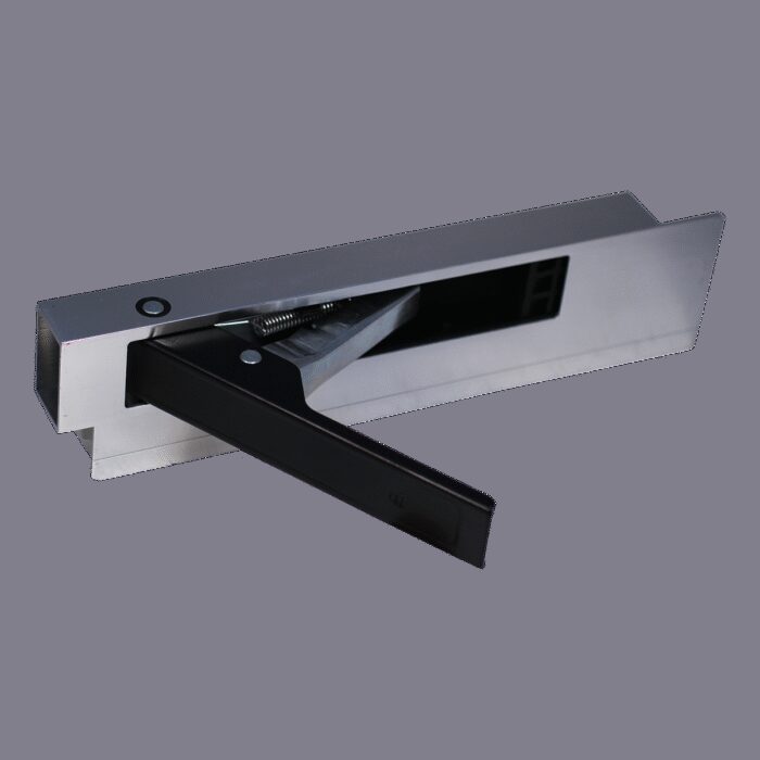 zijbordsluiting , aluminium met stalen handgreep (zwart) 400mm links