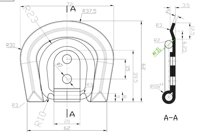 vloeroog hoefijzer model verzinkt - Afbeelding 2