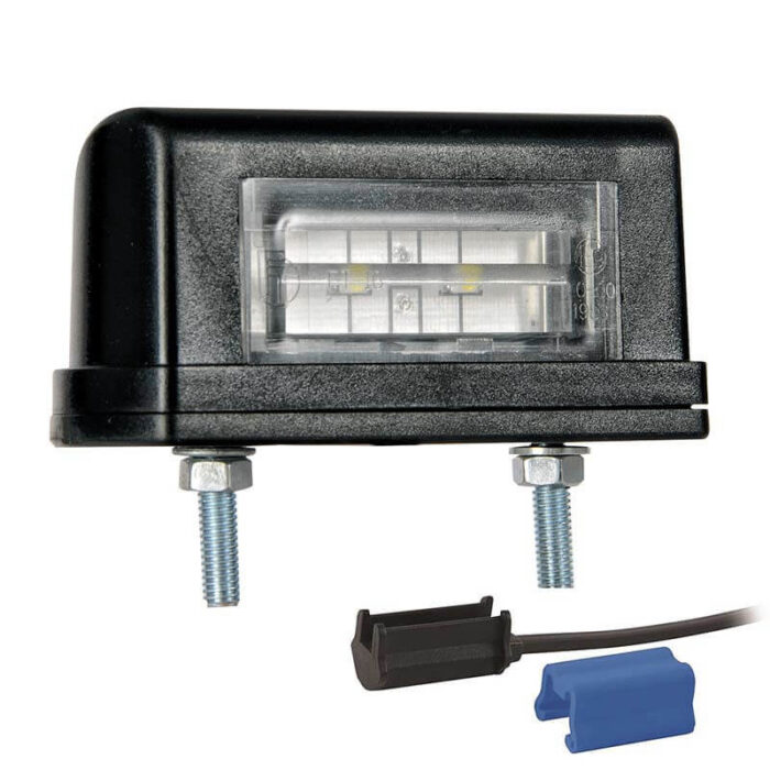 kentekenlamp LED 12/24 V 83 x 40 x 30mm DC kabel 200mm, 0,75mm² 45mm  CE, ECE-R10 / R7 / R4 wit