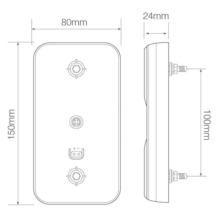achterlicht 2-pack universeel 40cm 150 x 80 x 24mm opbouw remlicht knipperlicht    achterlicht rechthoek reflector 100mm IP67 12 V CE, ECE-R10 / R7 / R6 / R3 - Afbeelding 2