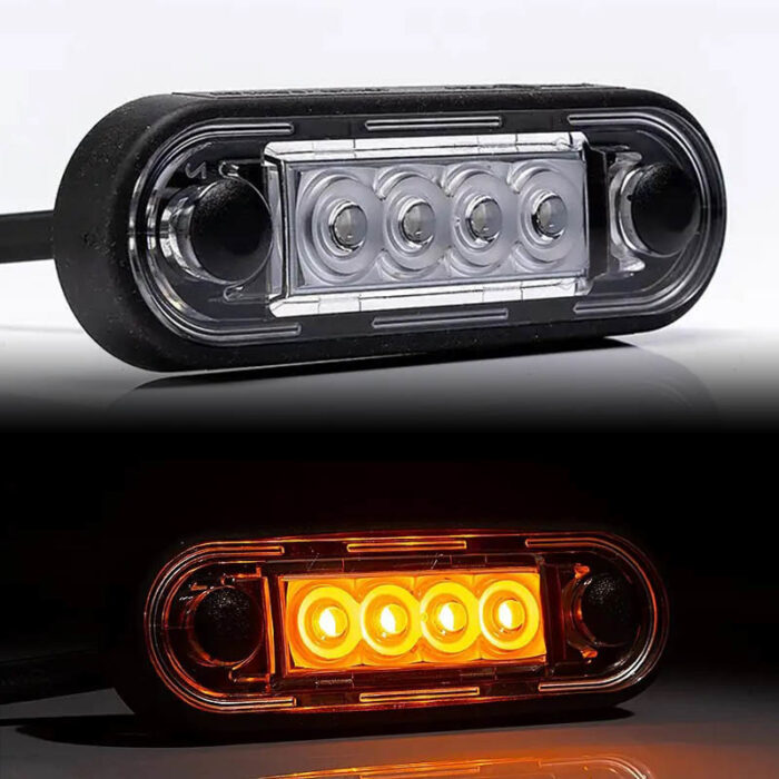 LED zijmarkeringslamp oranje, 150mm open eind 12-24V