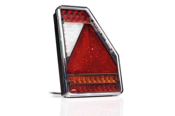 achterlicht LED rechts 6 pin Fristom (niet Aspoeck compatible) 146 x 210,6 x 49mm opbouw remlicht knipperlicht mistlicht achteruitrijlamp achterlicht lengte driehoek 150mm 12 V CE, ECE-R10 / R7 / R6 / R38 / R23 / R3