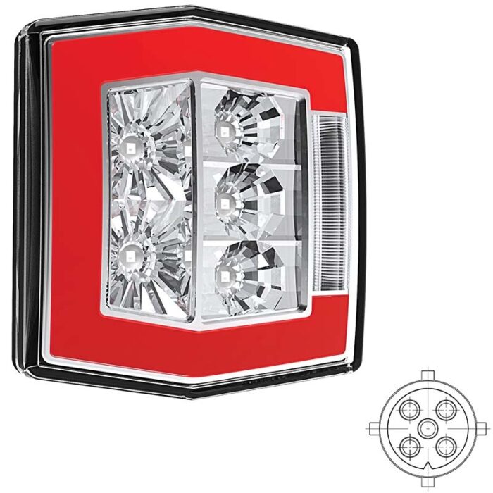 achterlicht universeel LED 5 PIN's bajonet remlicht knipperlicht kentekenlicht   neon-achterlicht  IP68 12/24 V Lavaflow