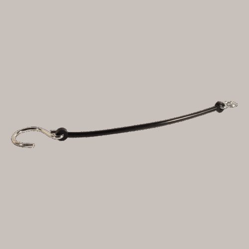 veiligheidsnoer 260mm rubber , zwart met S-haak en 8-haak