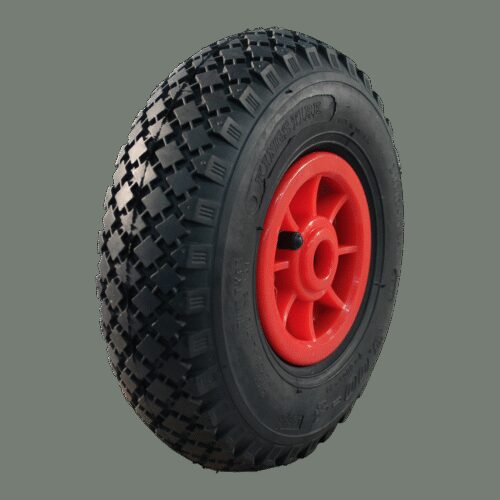 luchtband + wiel 3.00-4 S-2303 2PR + 2.10x4 rollager Ø25 NL75 kunststof rood