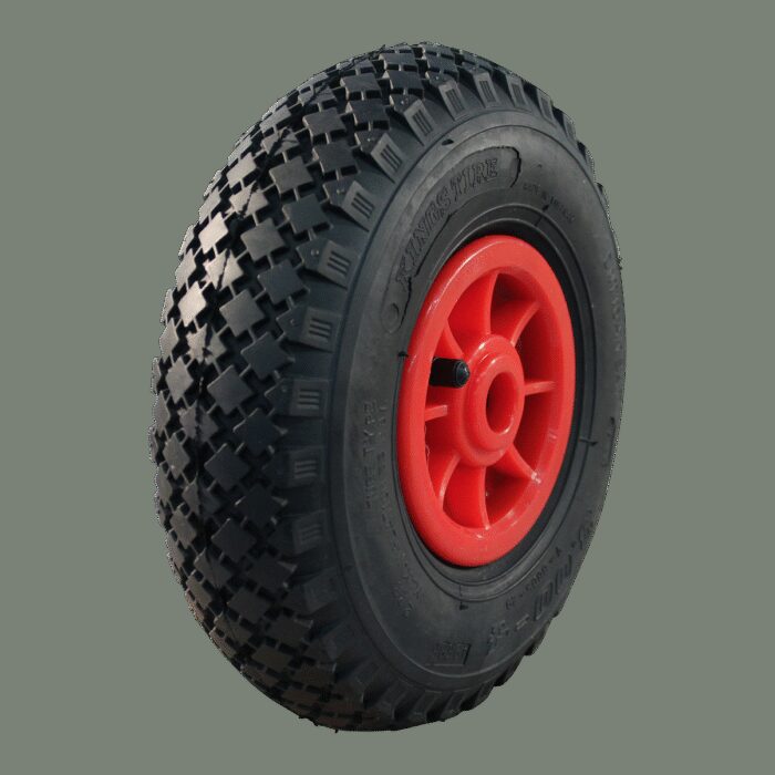luchtband + wiel 3.00-4 S-2303 2PR + 2.10x4 rollager Ø25 NL75 kunststof rood