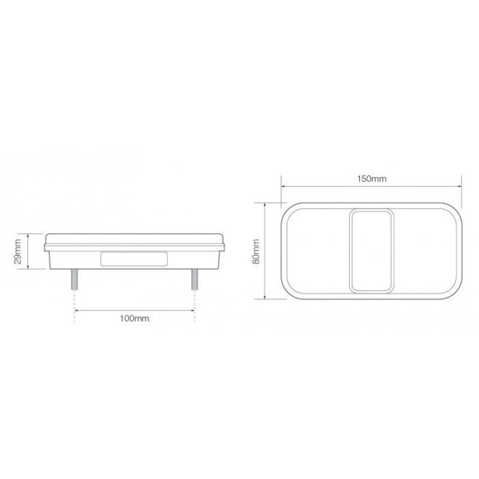 achterlicht universeel 40cm 150 x 80 x 29mm opbouw remlicht knipperlicht kentekenlicht   achterlicht rechthoek reflector 100mm IP67 12 V CE, ECE-R10 / R7 / R6 / R3 - Afbeelding 3