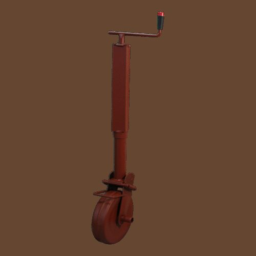 steunwiel , halfautomatisch opklapbaar d.m.v. zware veren , ⧄70 stalen wiel 1000kg gemenied