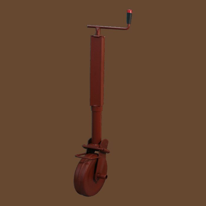 steunwiel , halfautomatisch opklapbaar d.m.v. zware veren , ⧄70 stalen wiel 1000kg gemenied