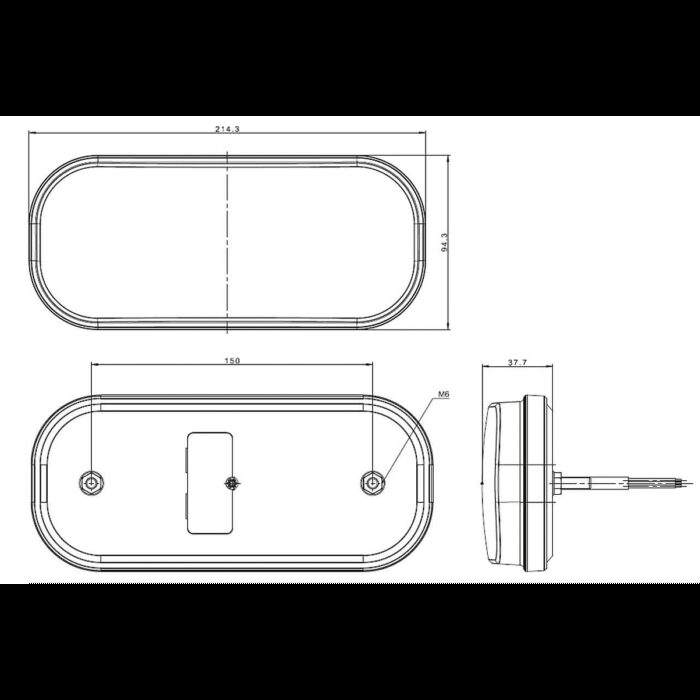 achterlicht LED universeel 100cm kabel 214,3 x 94,3 x 36,2mm opbouw remlicht knipperlicht   Achteruitrijlicht achterlicht rechthoek reflector 150mm IP68 12/24v CE, ECE-R10 / R7 / R6 / R23 / R3 - Afbeelding 10