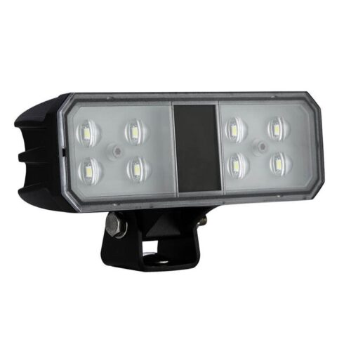 LED werklamp IP69K 8 x 3W ETI LED's 400mm kabel met Deutsch-connector 9/36 V 24 Watt 2600lm 150 x 50 x 48mm ECE-R23 Driving Beam Bij 12 Volt / 12,00A Bij 24 Volt 5,20A CE, ECE-R10 3000 lux@ 10m / 0,25 lux@ 1095m wit 60 graden Aluminium Zwart Polycarbonaat