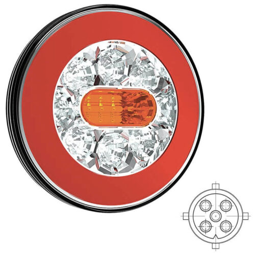 achterlicht LED links of rechts (universeel) 5 PIN's bajonet remlicht knipperlicht    neon-achterlicht  IP68 12/24 V Lavaflow
