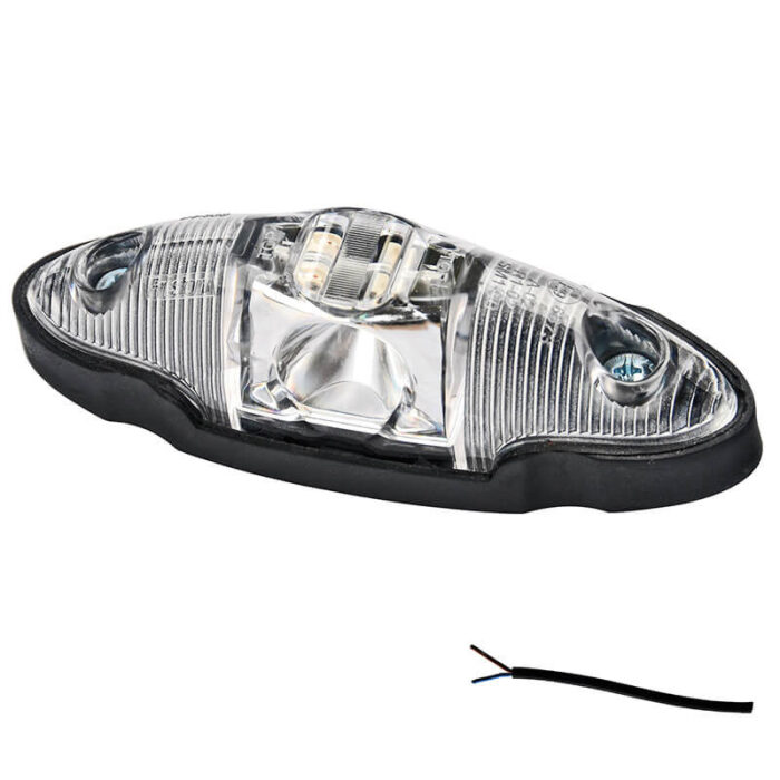contourlamp 120 x 40 x 35mm 83mm rood/wit blank links of rechts (universeel) kabel 500mm  12/24 V CE, ECE-R10 / R7