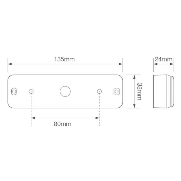 achterlicht universeel 18cm kabel 135 x 38 x 24mm opbouw remlicht knipperlicht    achterlicht  80mm IP67 12/24 V CE, ECE-R10 / R7 / R6 - Afbeelding 2