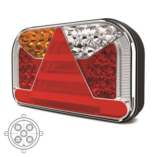 achterlicht LED links 5 PIN's bajonet remlicht knipperlicht kentekenlicht mistlicht  neon-achterlicht lengte driehoek IP68 12/24 V Lavaflow