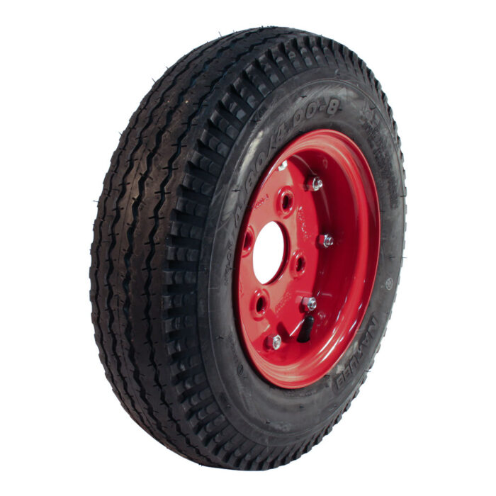 luchtband + wiel 4.80/4.00-8 S-6003 6PR + 3.00D-8 ET0 ET0  60/100/4 71 M staal,  rood,