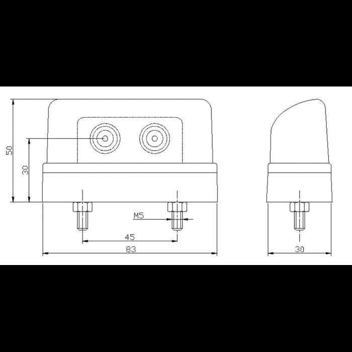 kentekenlamp LED 12/24 V 83 x 50 x 30mm 50cm kabel 45mm  CE, ECE-R10 / R7 / R4 wit - Afbeelding 2